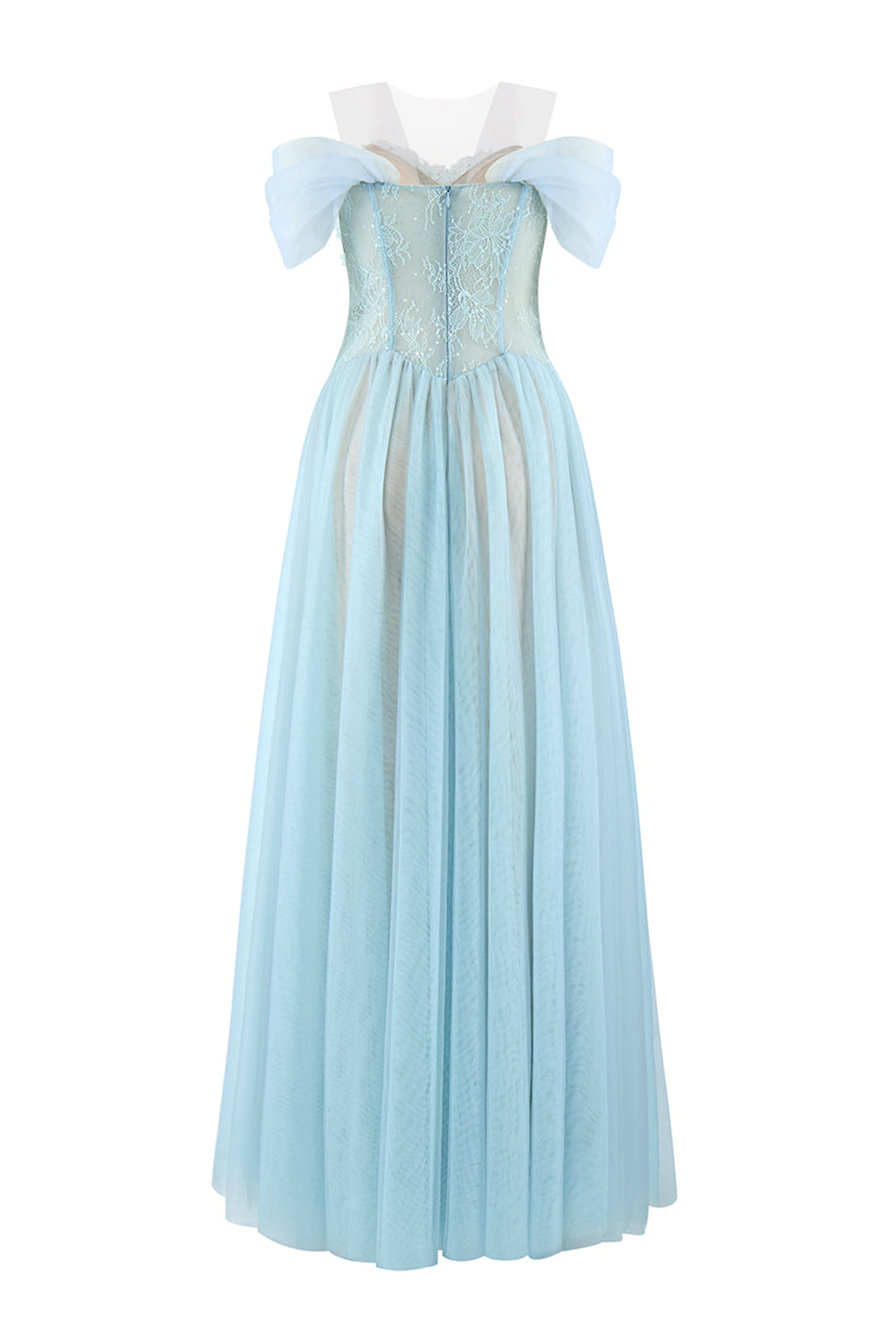 Meliora A-line Illusion Neck Mesh Lace Floor Length Dress