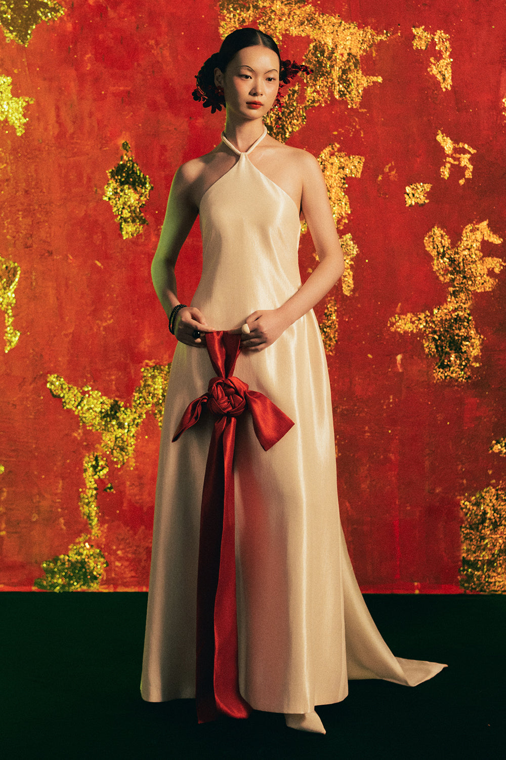 Dien Nien Halter Neck Cotton Rayon Maxi Dress