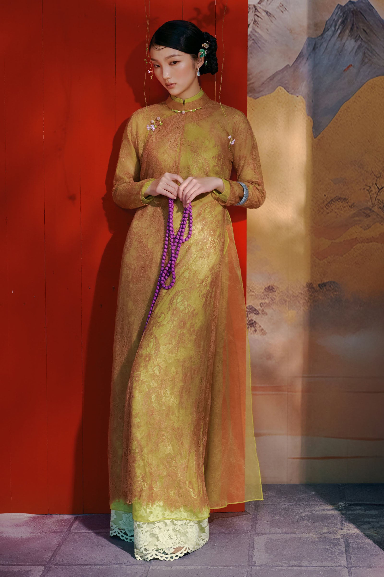 Khue Anh A-line Ao Dai Set