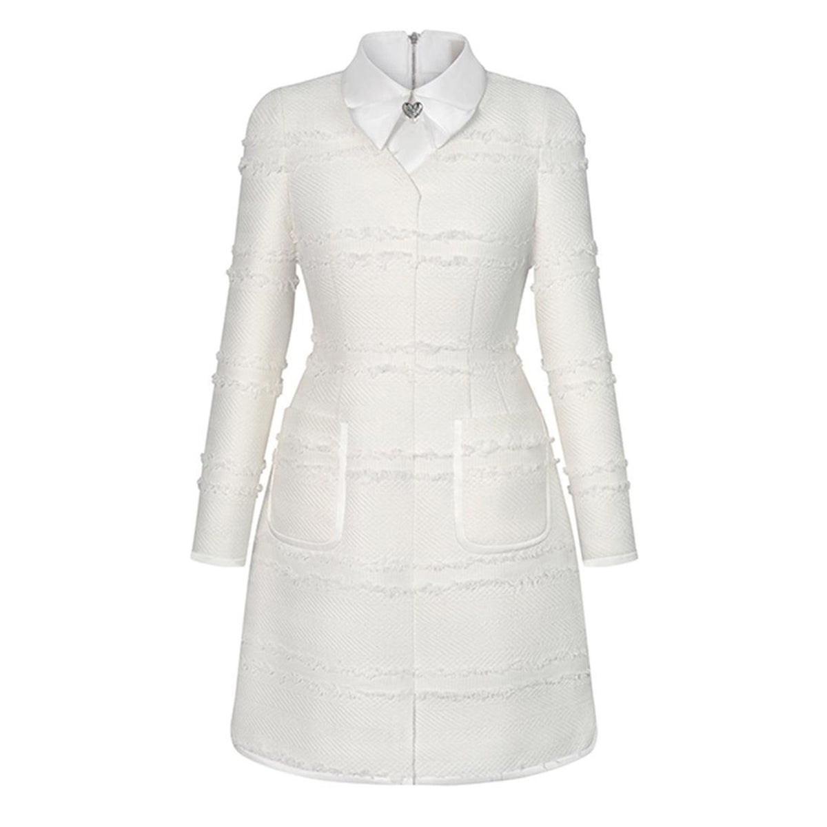 Claire A-line Collared Neck Tweed Mini Dress