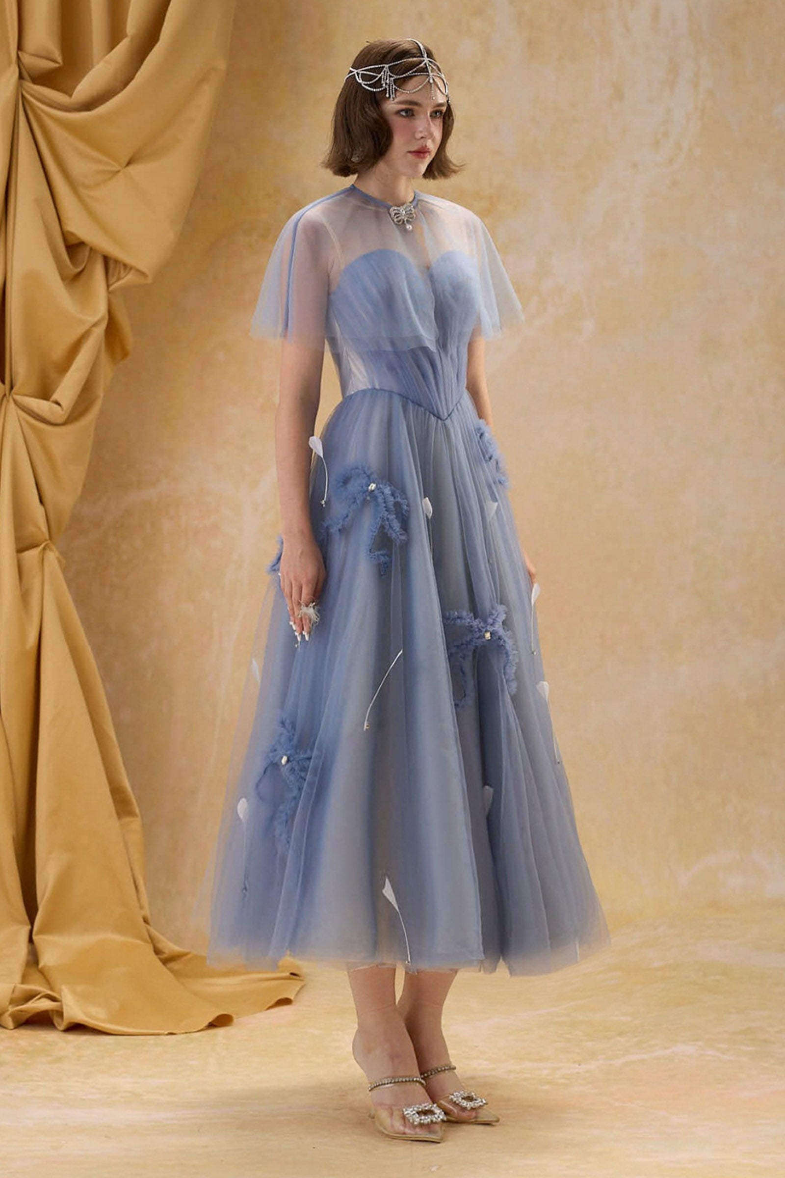 Eloise Illusion Gathering Midi Dress