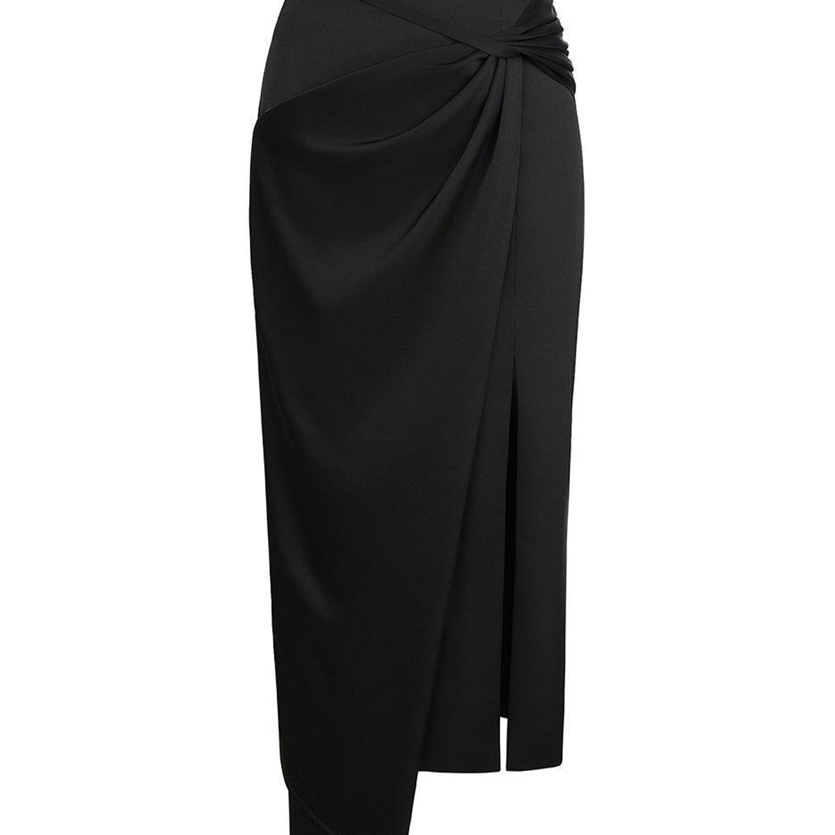 Camellia Asymmetric Twisted Silk Midi Skirt