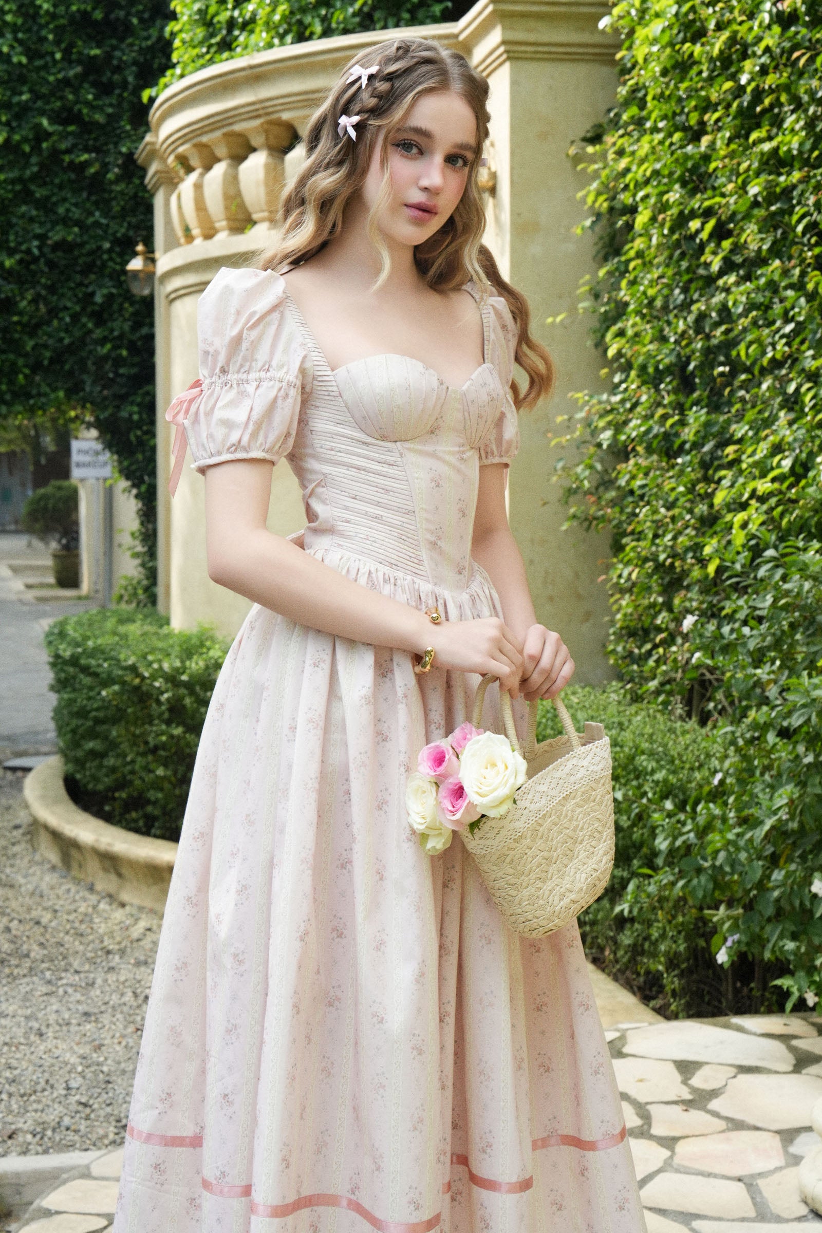 Dreambloom Puff Sleeve Midi Dress