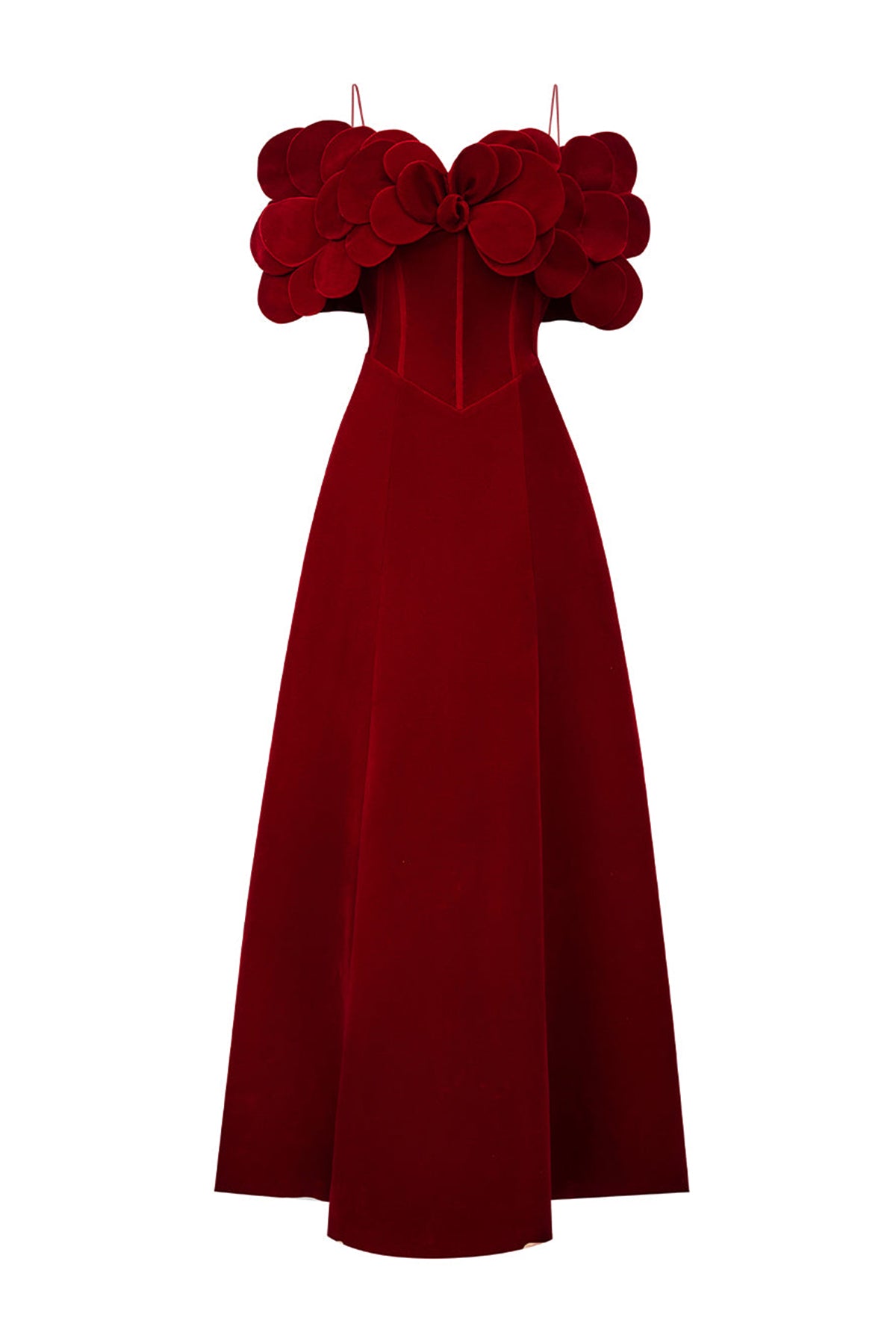 Guevara A-line Cold Shoulder Sleeved Polyester Ankle Length Dress