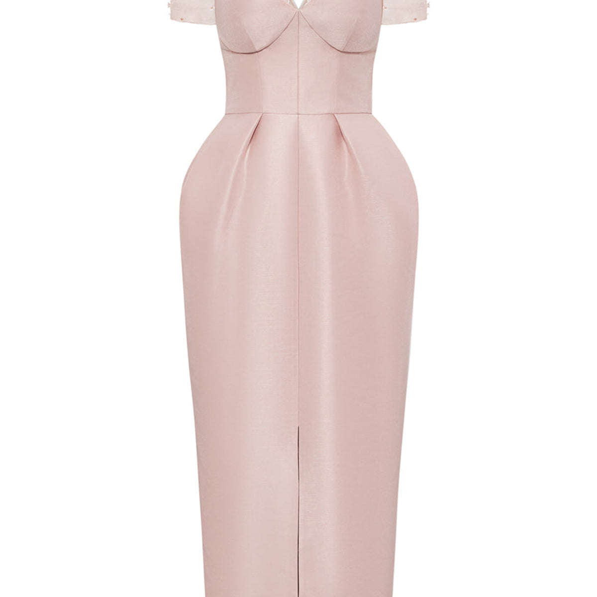 Marquessa Pegged Chest Cup Taffeta Midi Dress