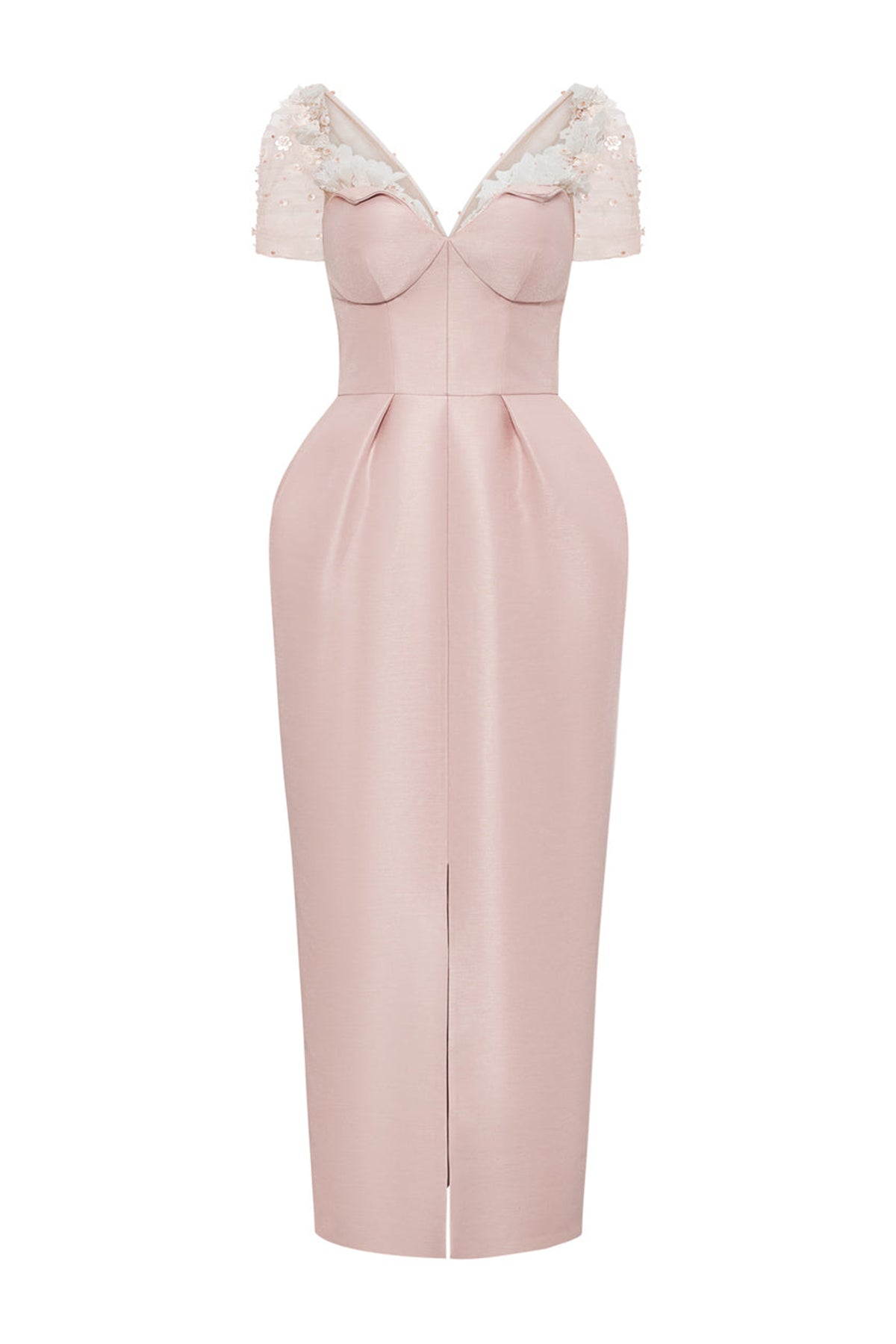 Marquessa Pegged Chest Cup Taffeta Midi Dress