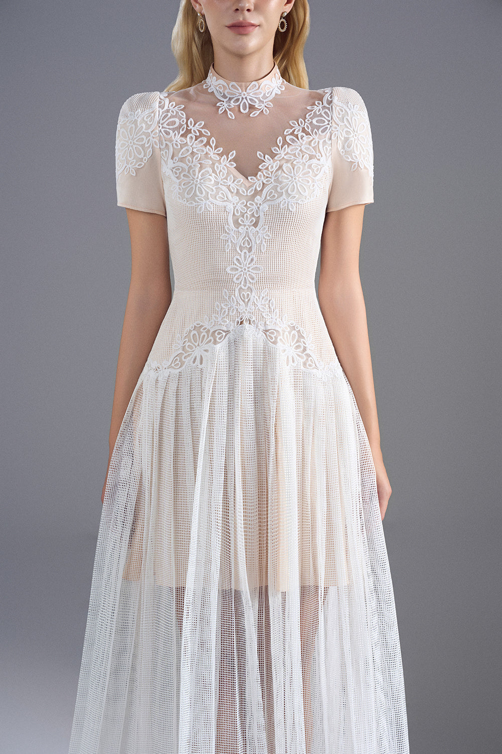Filigree Embroidery Midi Dress