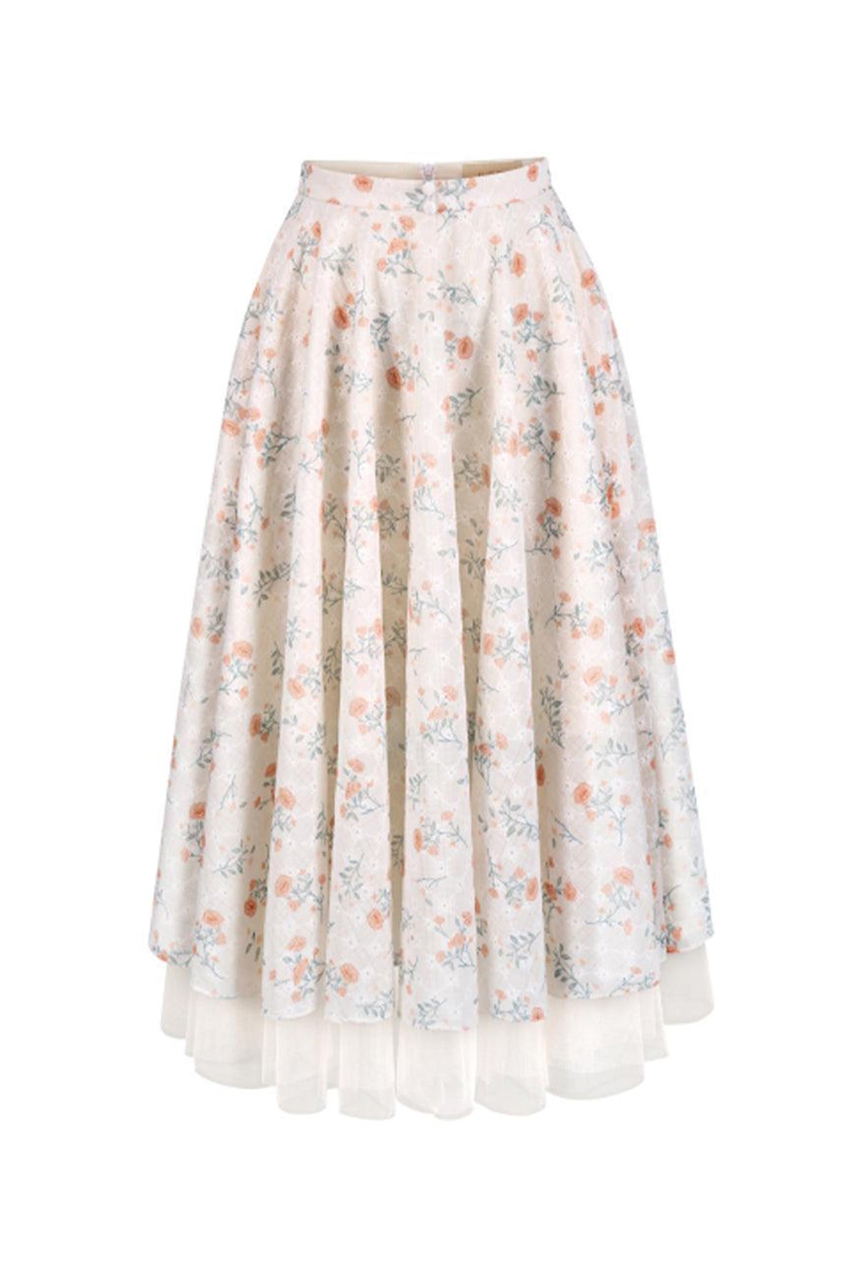 Carmen Layered Draped Polyester Chiffon Midi Skirt