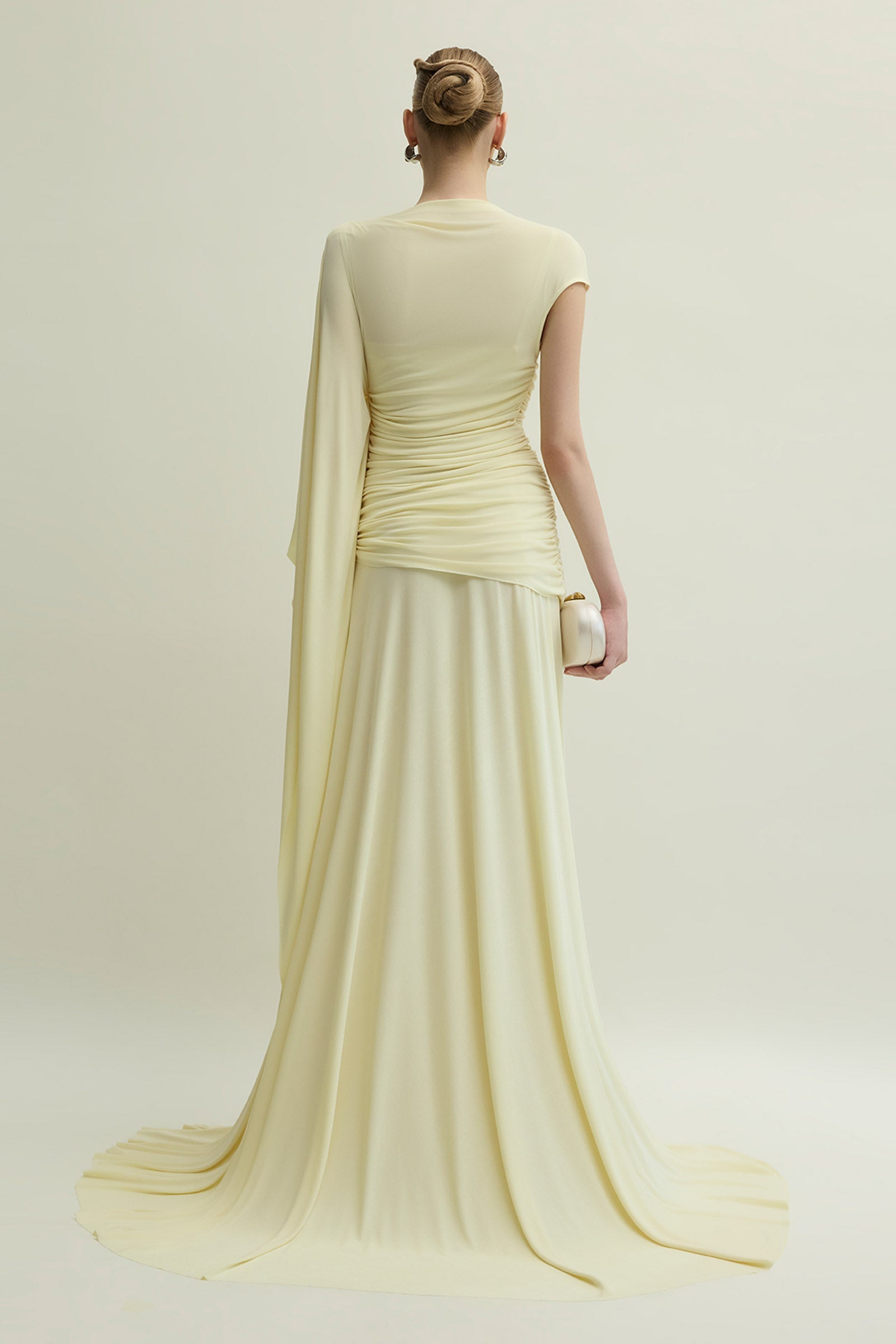 Minerva Boat Neck Gathering Maxi Dress