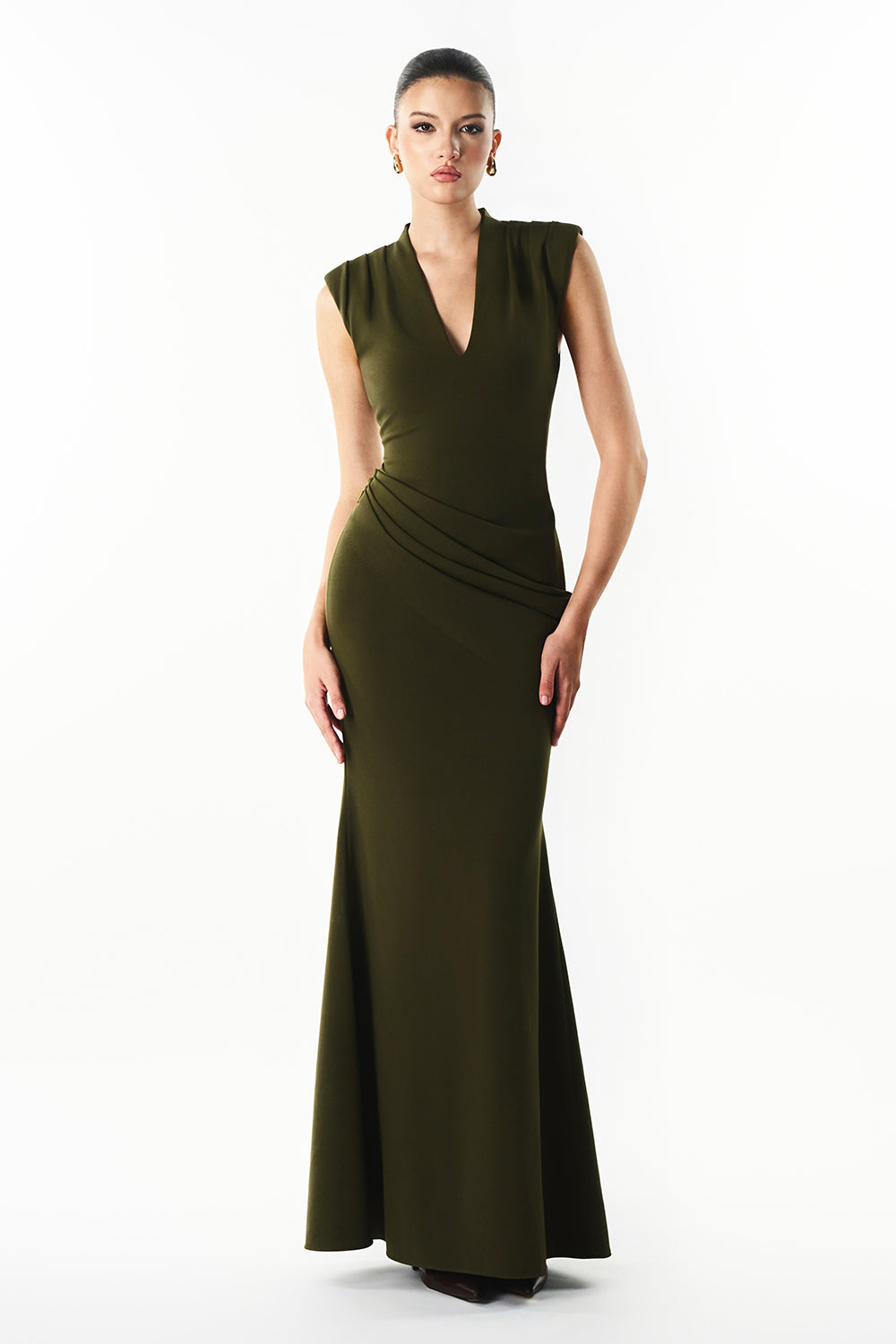 Aveline V-Neck Draped Maxi Dress