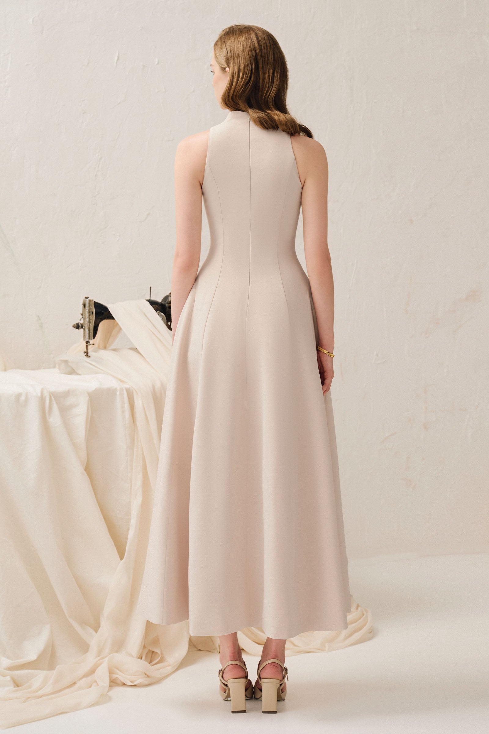 Elodie Notch Neck Midi Dress