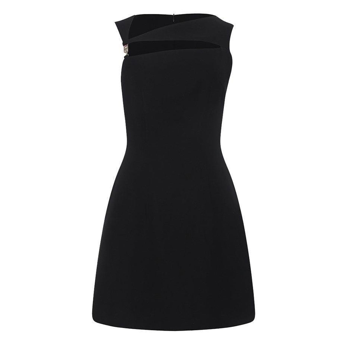Araceli A-line Asymmetric Neck Crepe Mini Dress