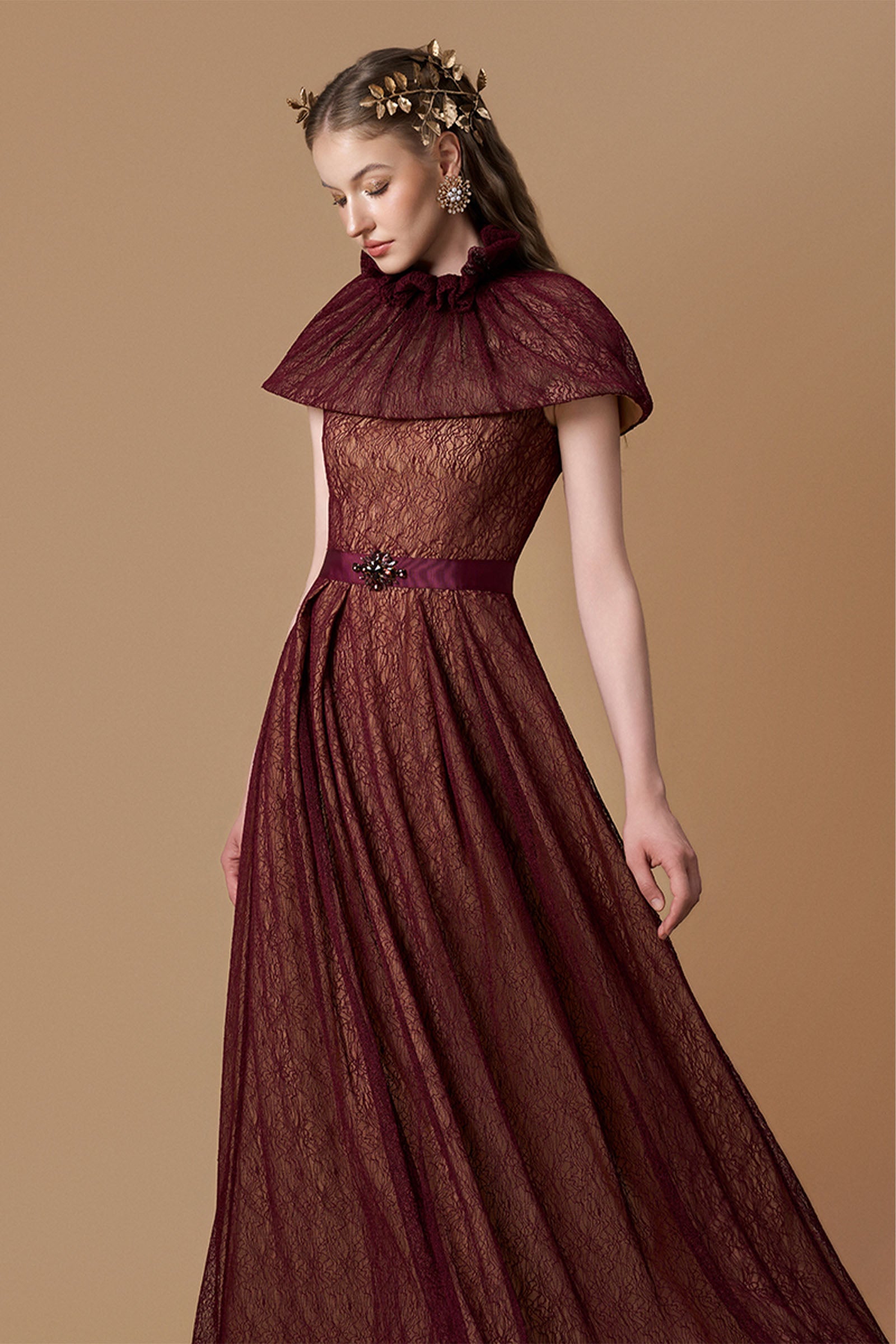 Liora Cape Sleeve Maxi Dress