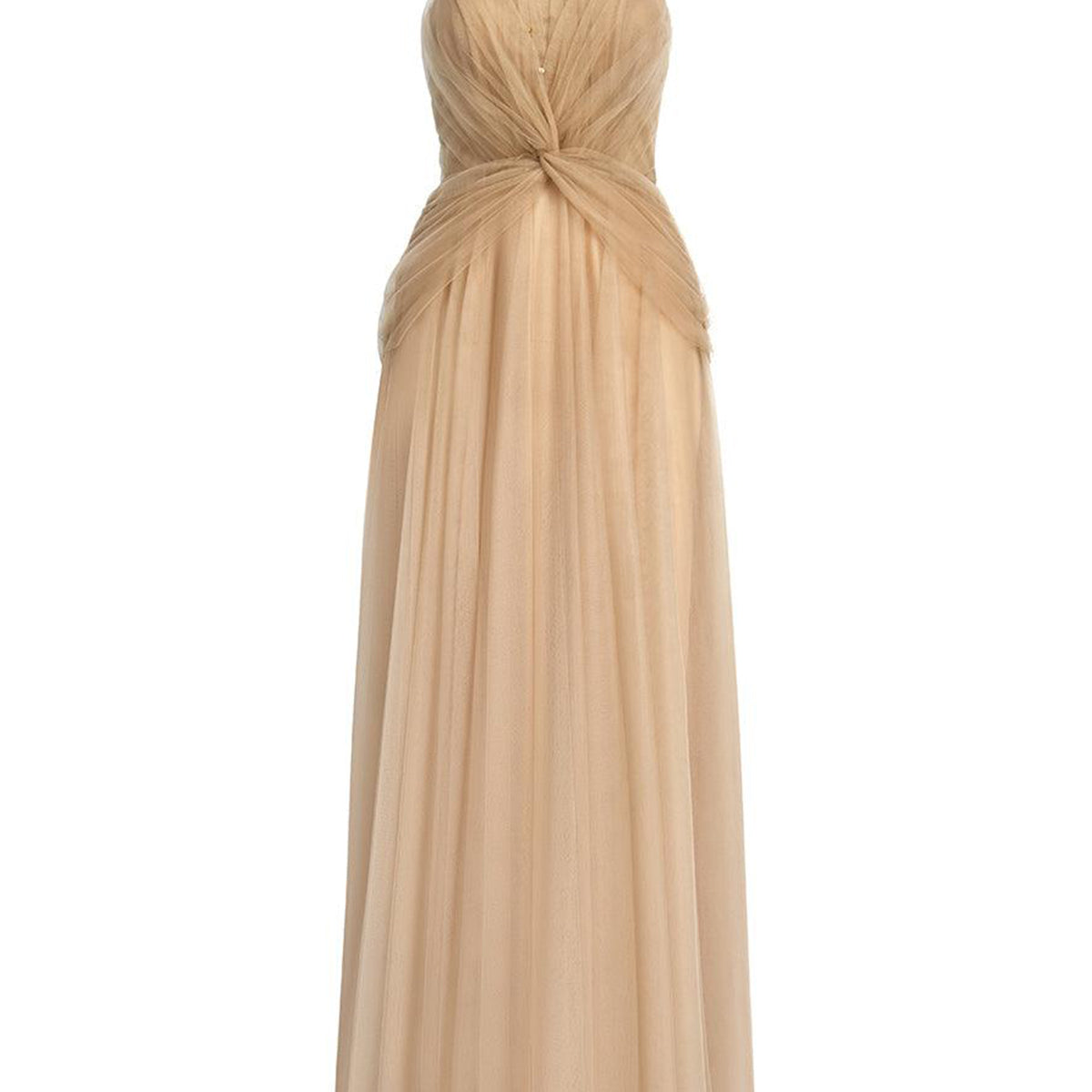 Luxueuse Flared Halter Neck Mesh Long Length Dress
