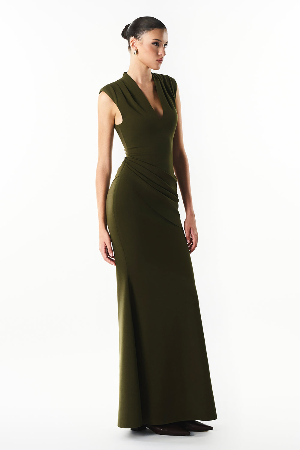 Aveline V-Neck Draped Maxi Dress