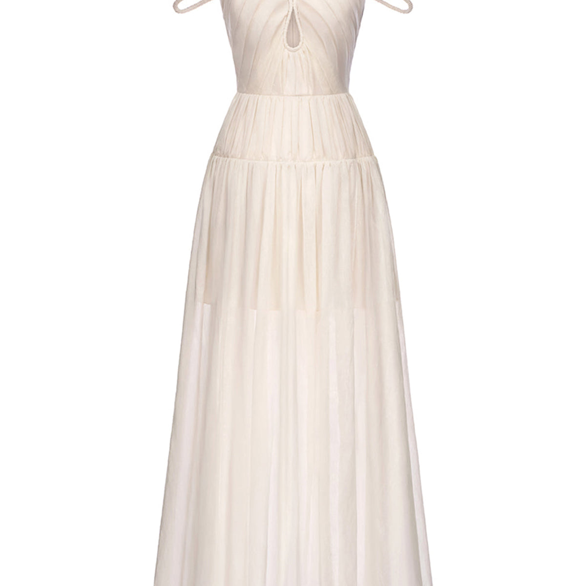 Arianna Drop Waist Teardrop Cut-Out Polyester Blend Maxi Dress