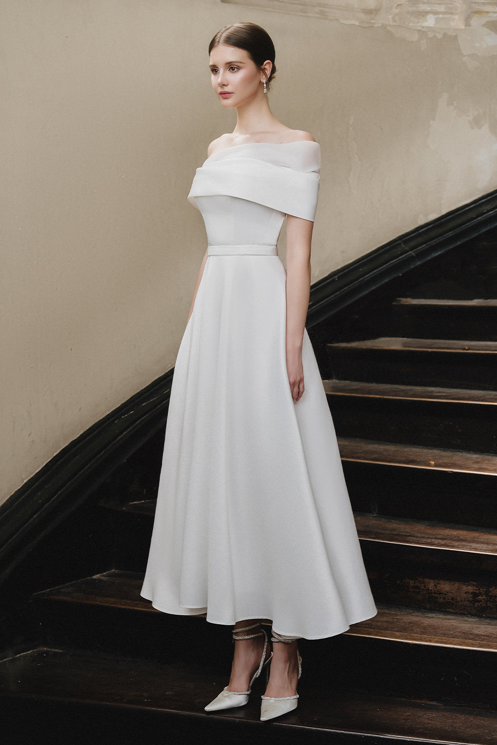 Women's Lazina Off-Shoulder Midi Dress Off White S/M/L/Customize MEAN BLVD Off White / S Women's Lazina Off-Shoulder Midi Dress Off White S/M/L/Customize MEAN BLVD Off White / S