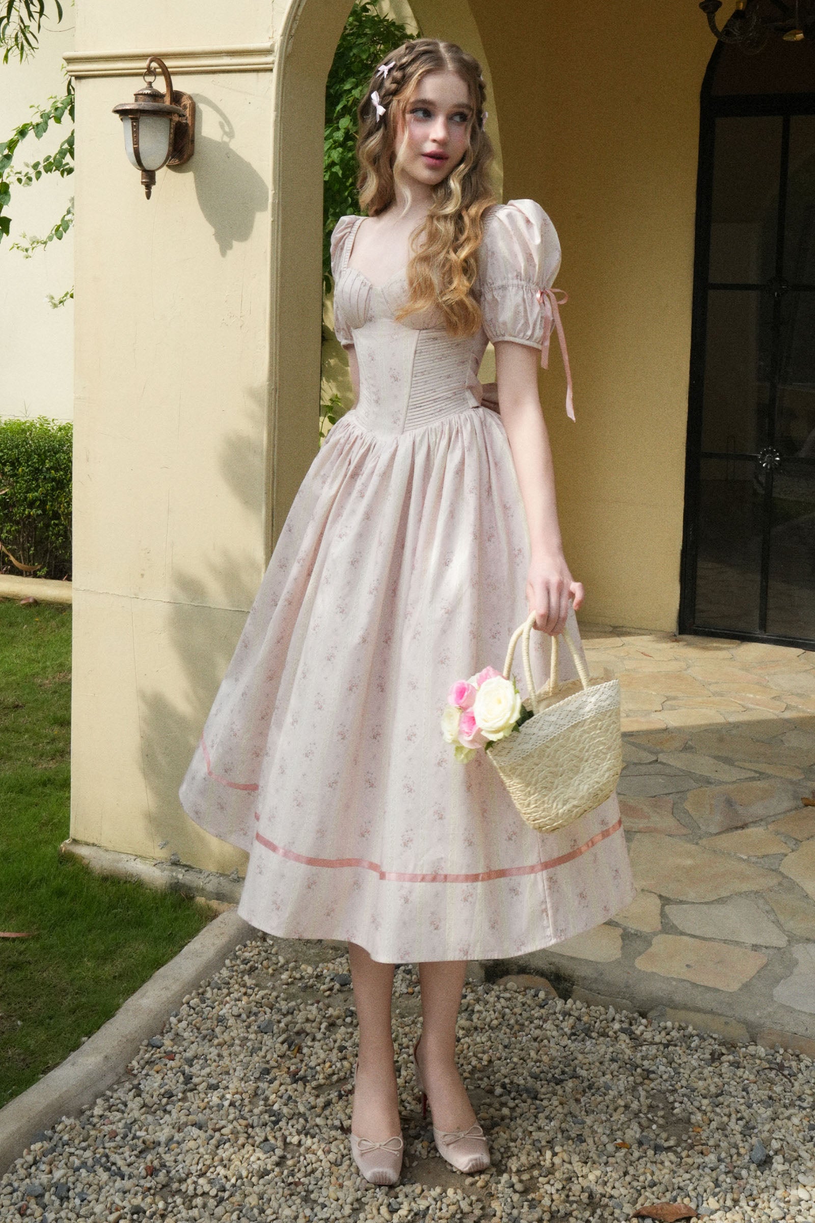 Dreambloom Puff Sleeve Midi Dress
