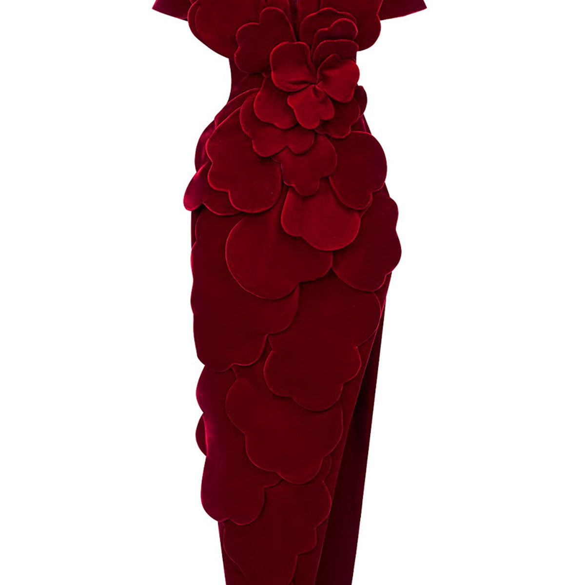 Glenn Slit Flower Applique Polyester Maxi Dress