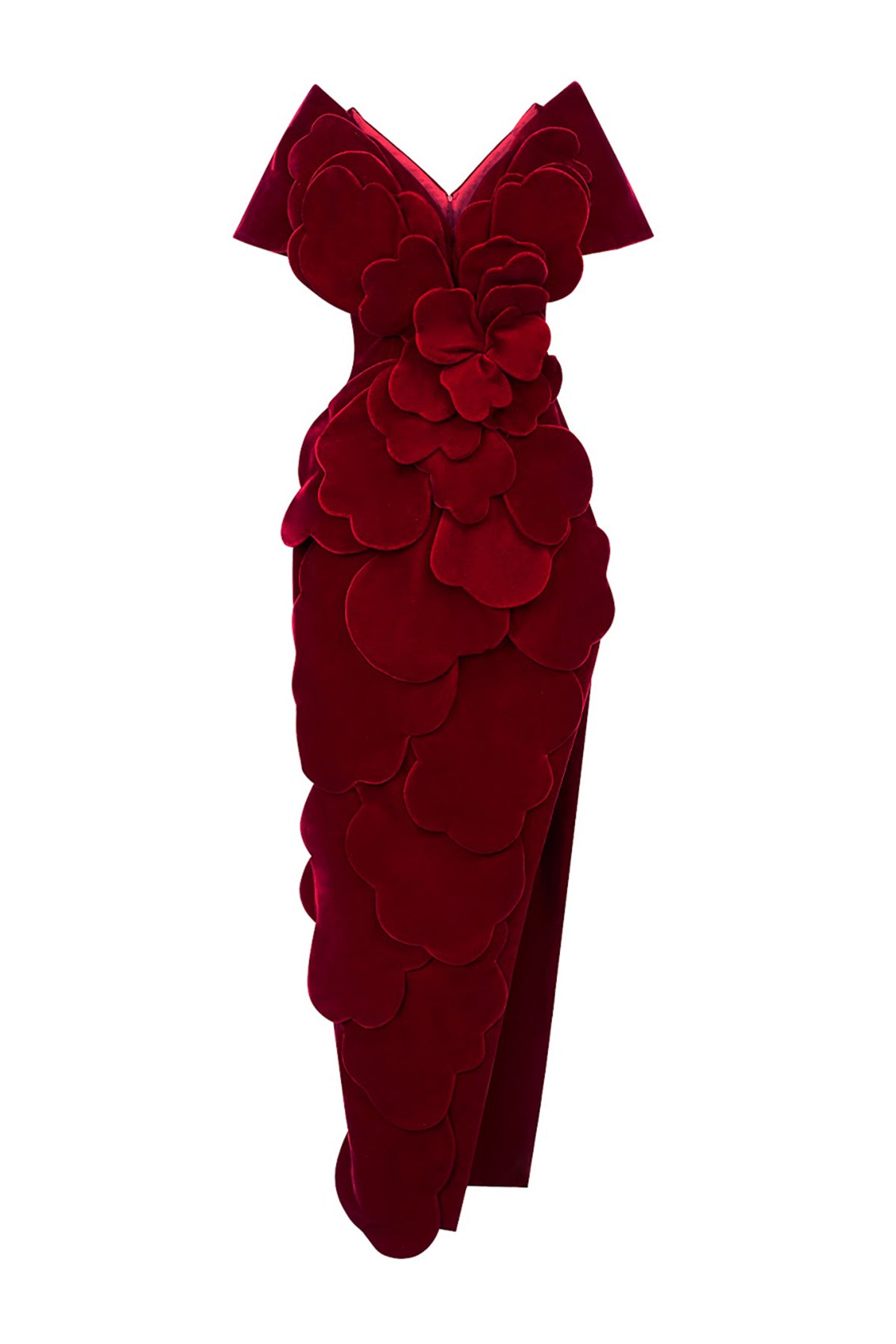 Glenn Slit Flower Applique Polyester Maxi Dress