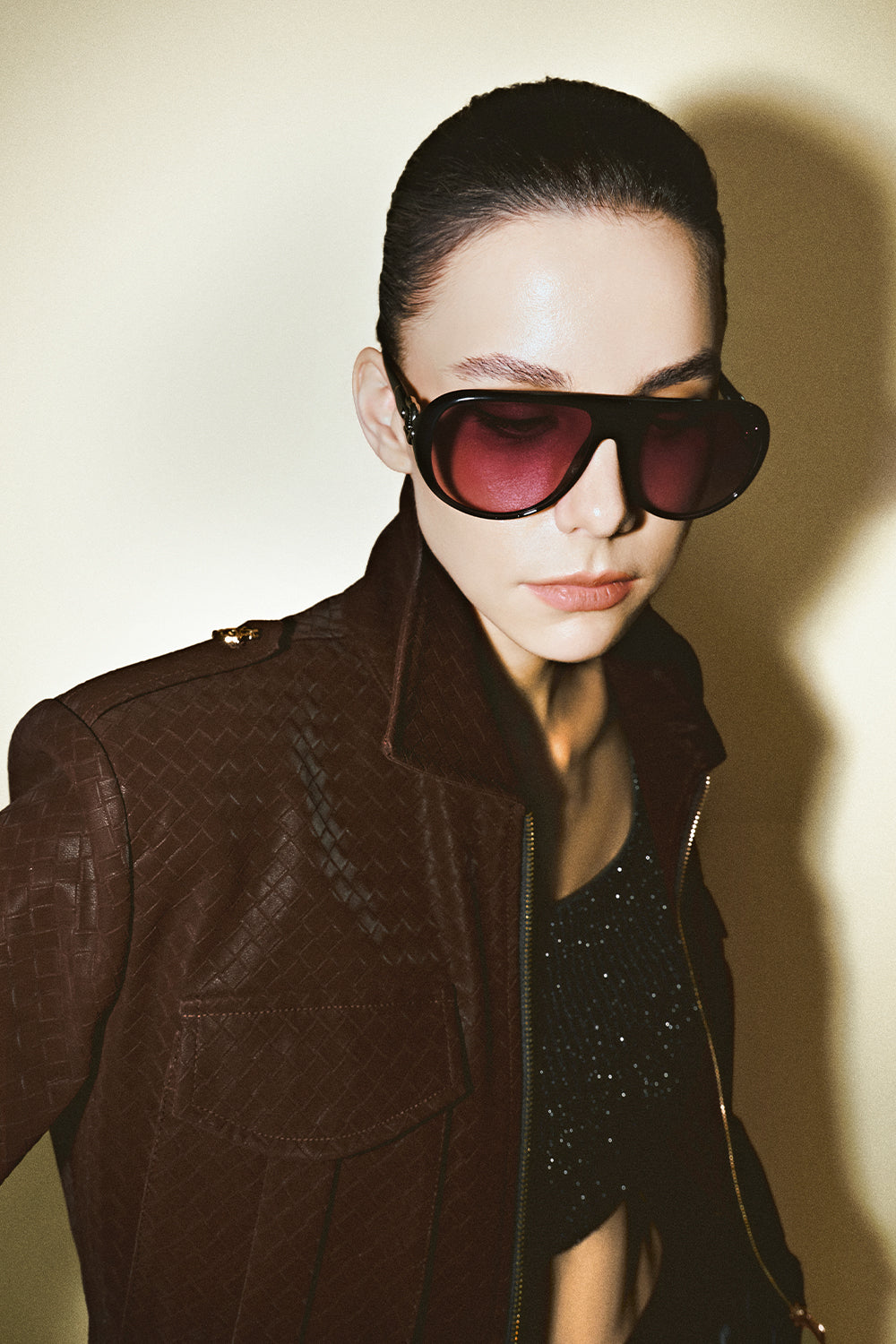 Thalior Collared Leather Jacket