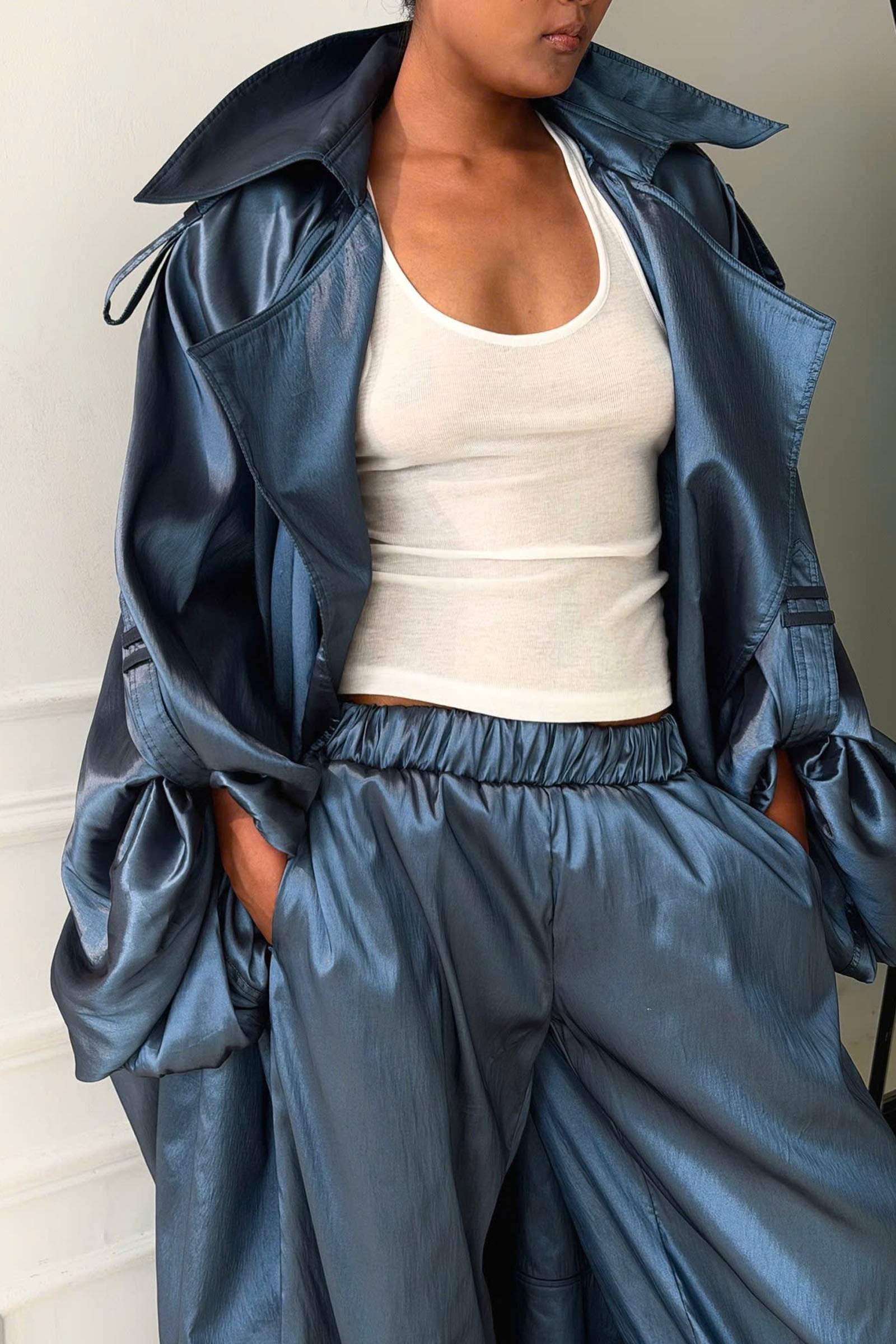 Uy Batwing Sleeve Trench Coat