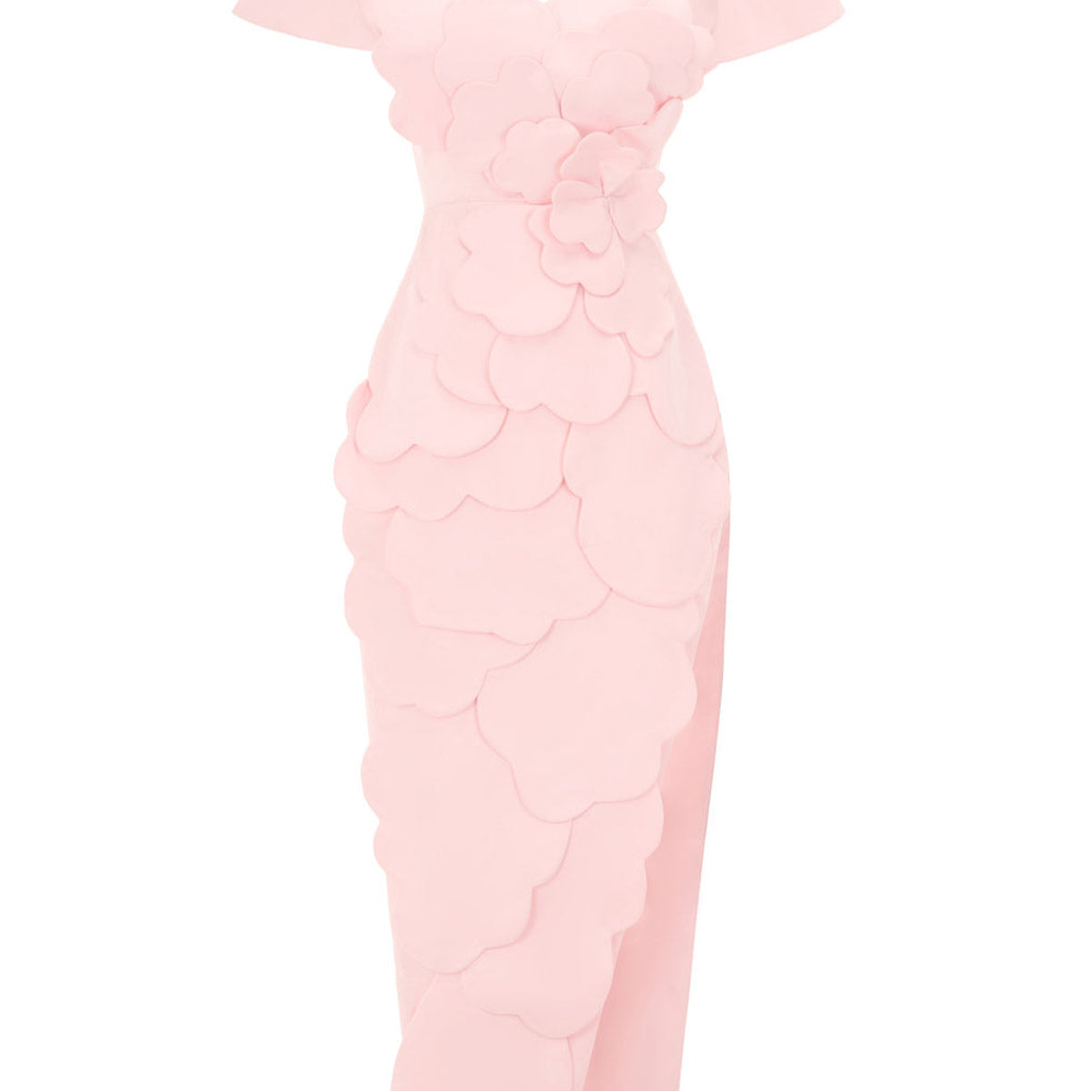 Glenn Slit Flower Applique Polyester Maxi Dress