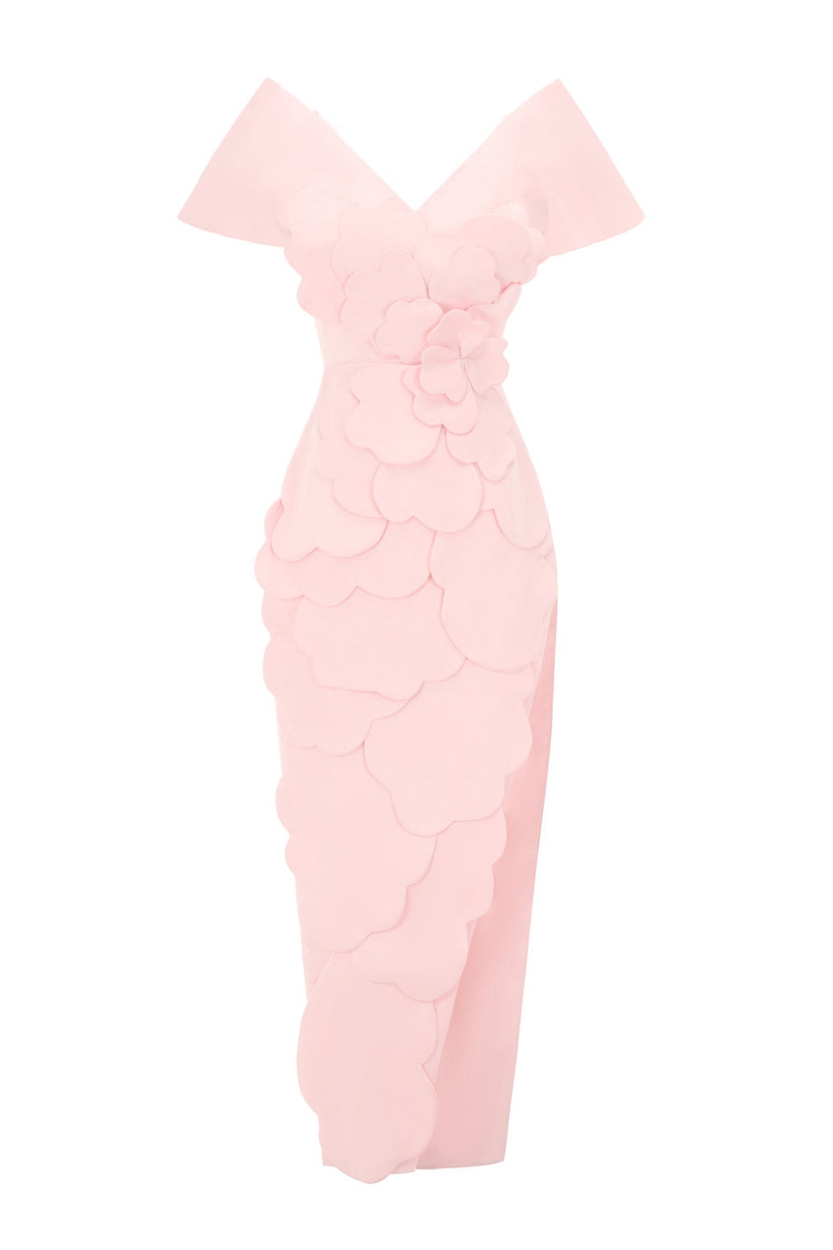 Glenn Slit Flower Applique Polyester Maxi Dress