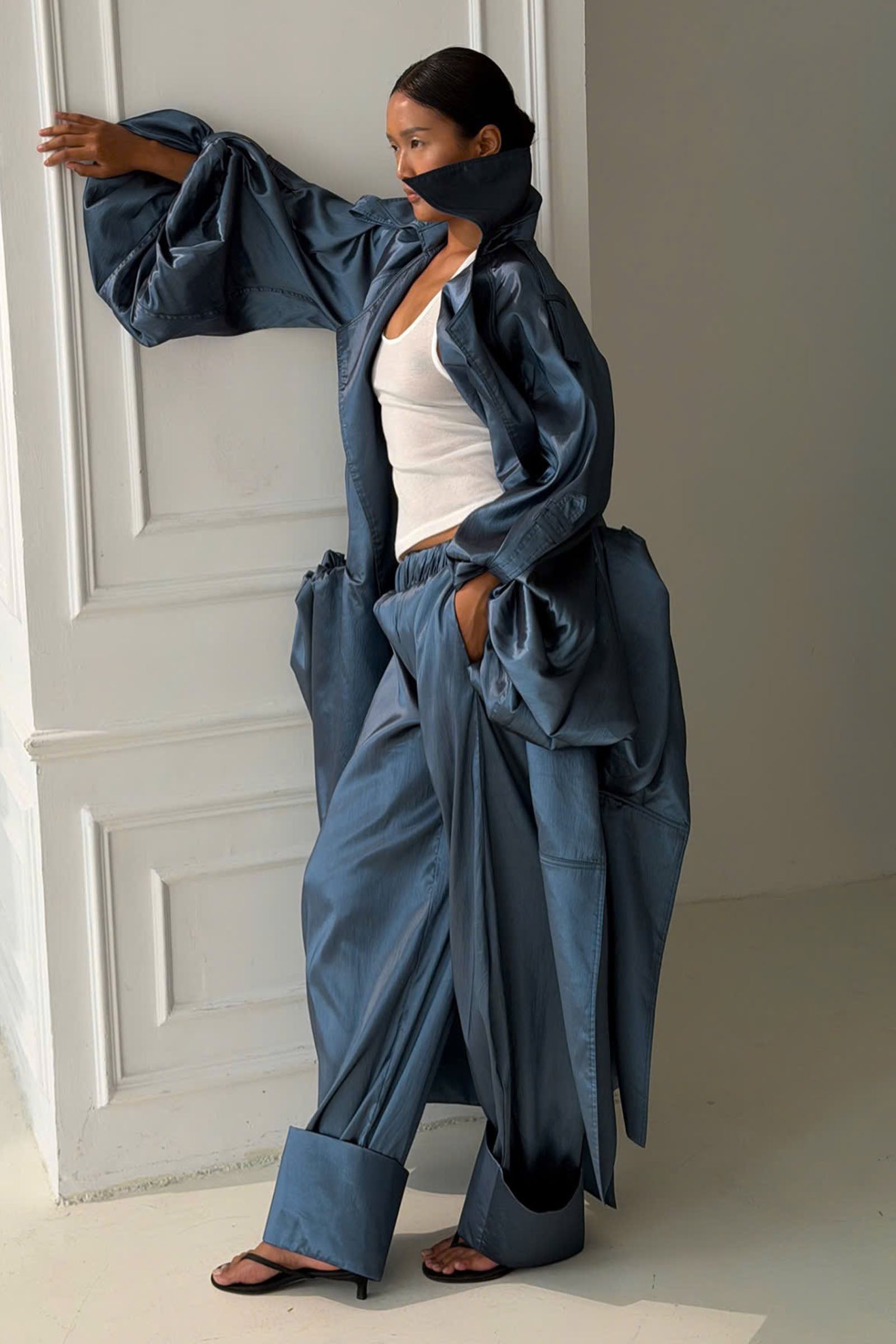 Uy Batwing Sleeve Trench Coat