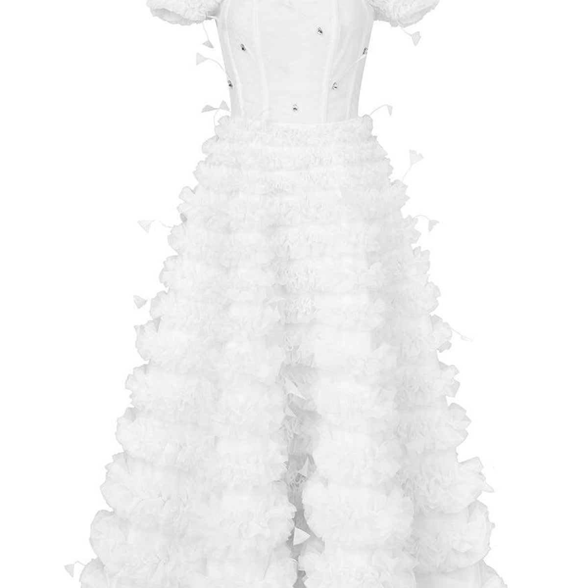 Luxe Fit and Flare Square Neck Tulle Ankle Length Dress