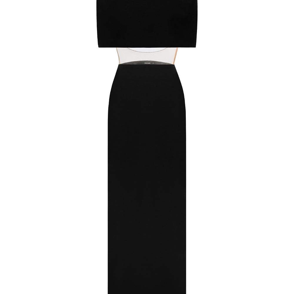Black Open-back Cape Maxi Dress