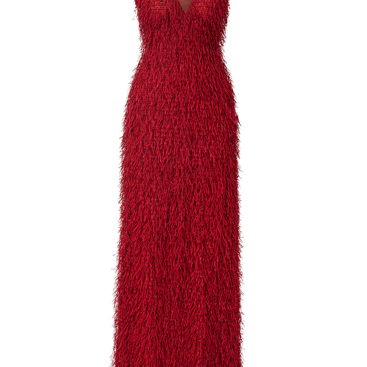 Frazier A-line Plunge Neck Polyester Floor Length Dress