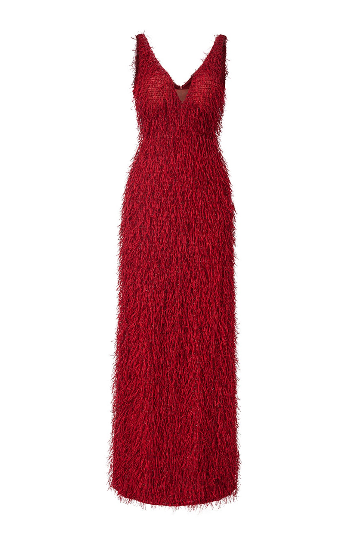 Frazier A-line Plunge Neck Polyester Floor Length Dress