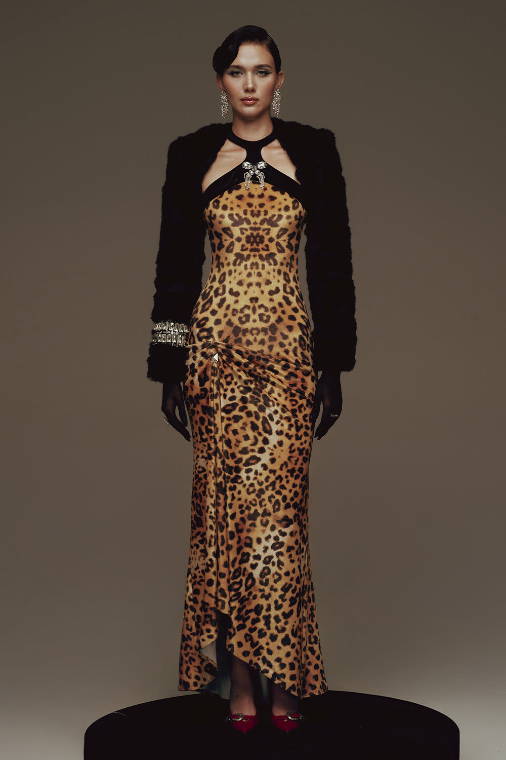 Vamp Cropped Faux Fur Jacket