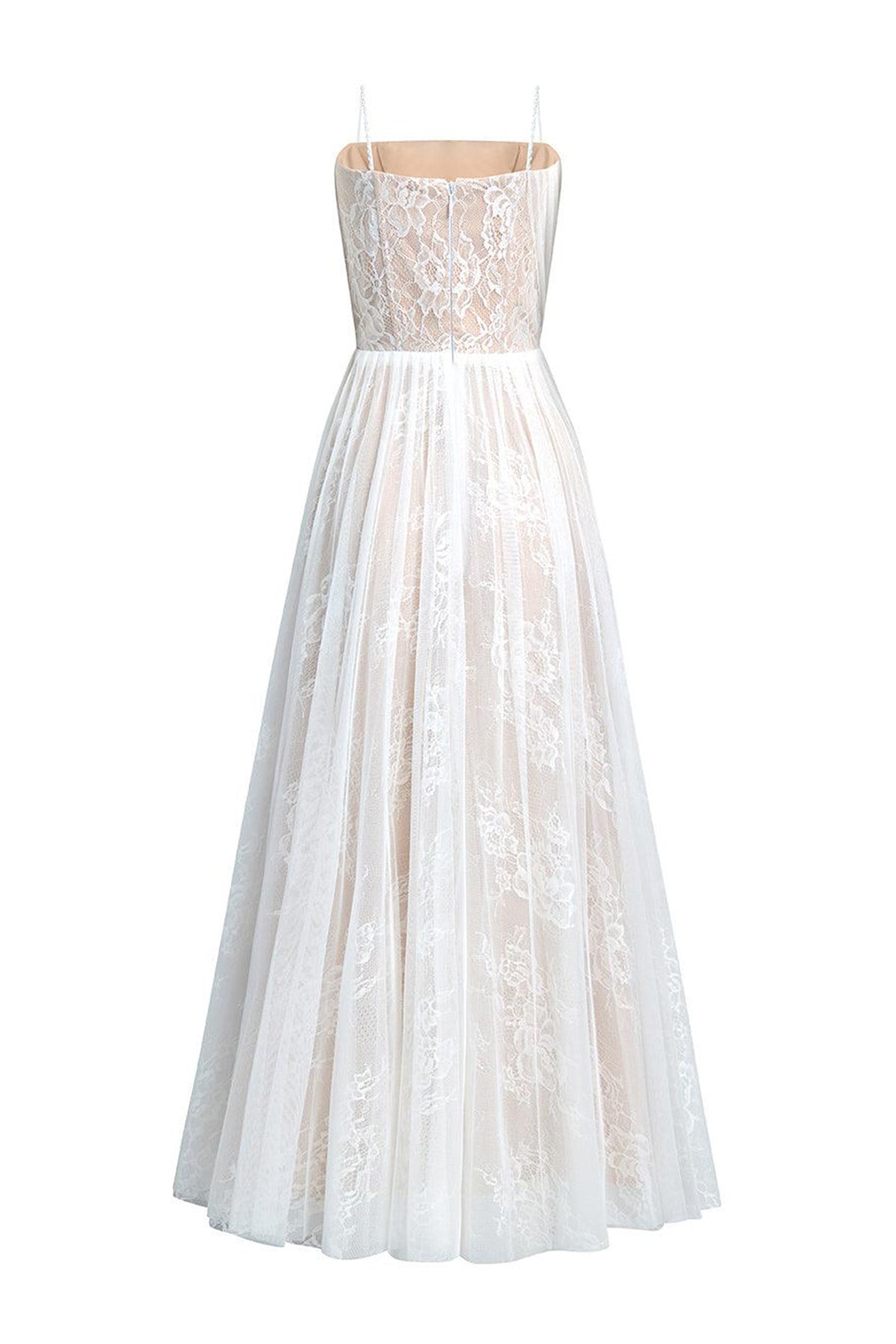 Lunaria A-line Spaghetti Strap Mesh Lace Ankle Length Dress