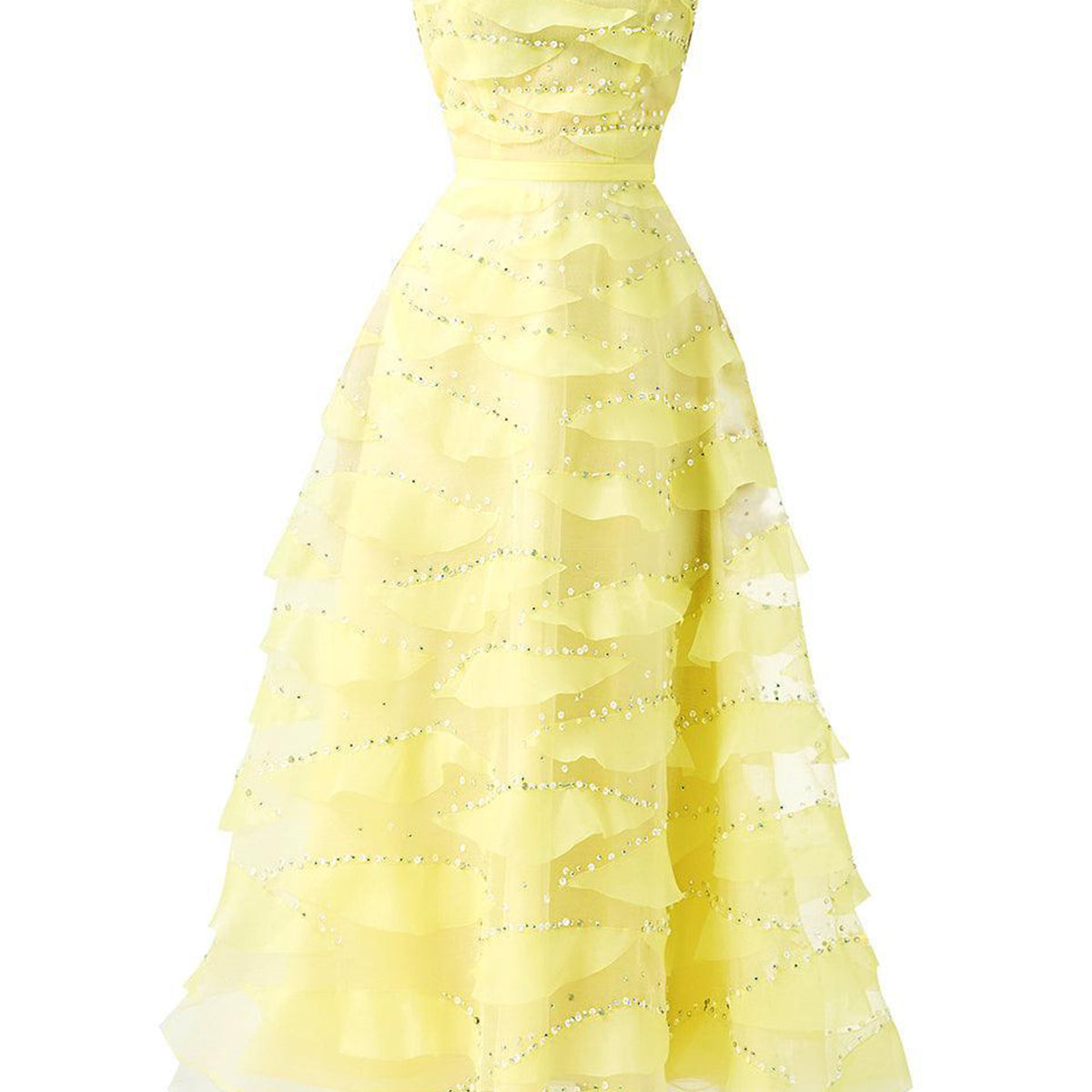 Fatima Fit and Flare Straight Across Neck Organza Midi Dress