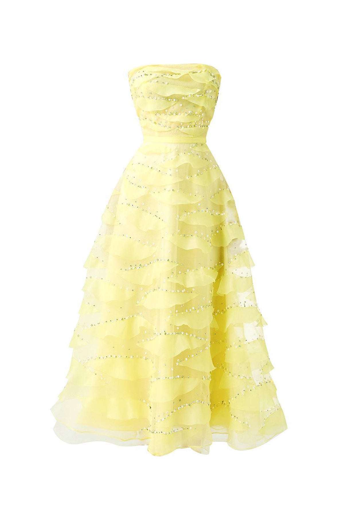 Fatima Fit and Flare Straight Across Neck Organza Midi Dress