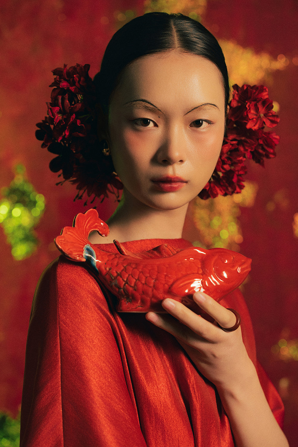 Ha Y Boat Neck Synthetic Silk Ao Dai