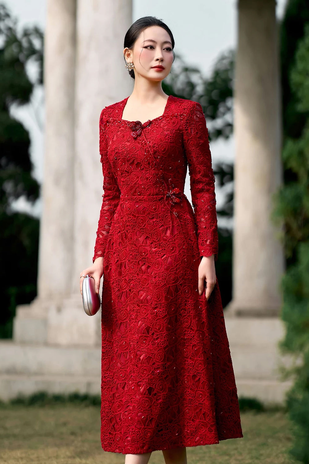 Starlit Square Neck Midi Dress