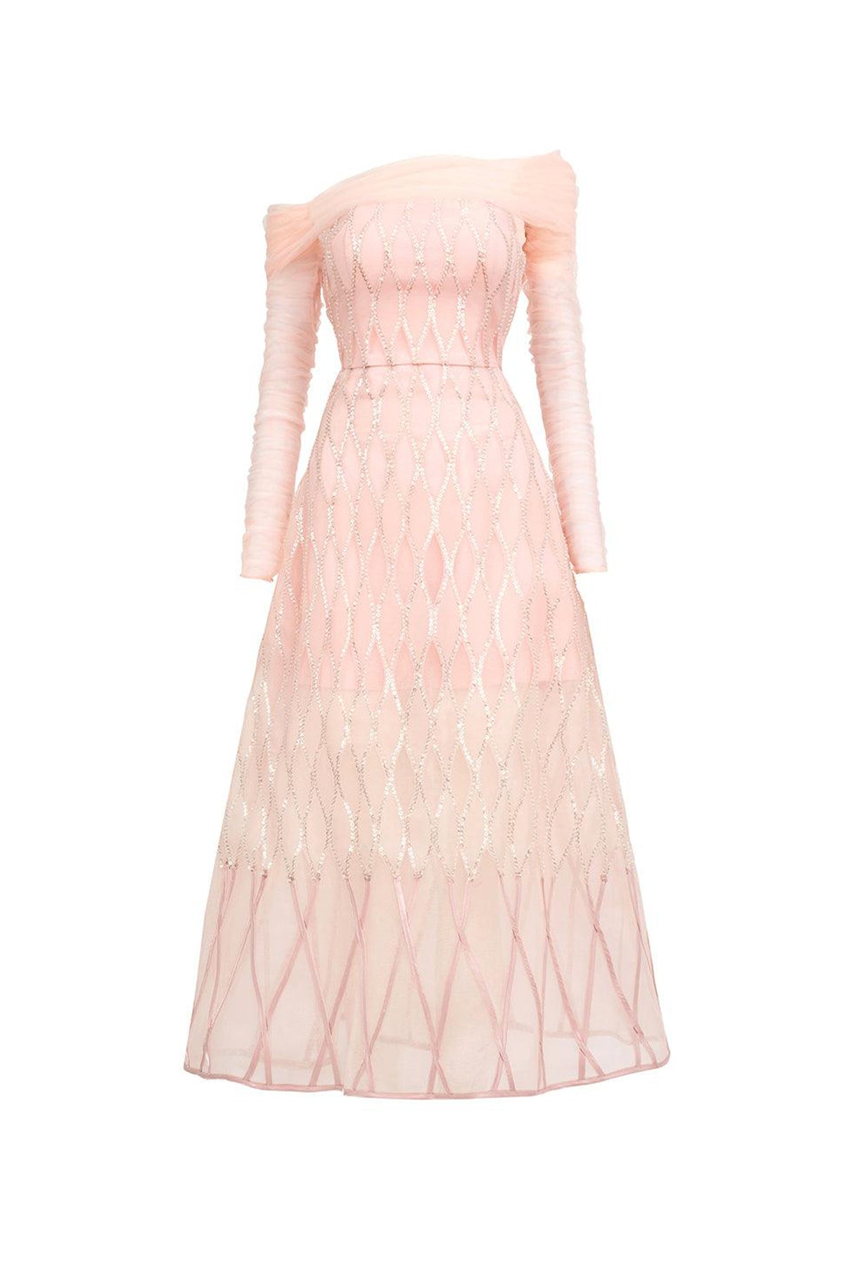 Elysium A-line Asymmetric Neck Polyester Midi Dress