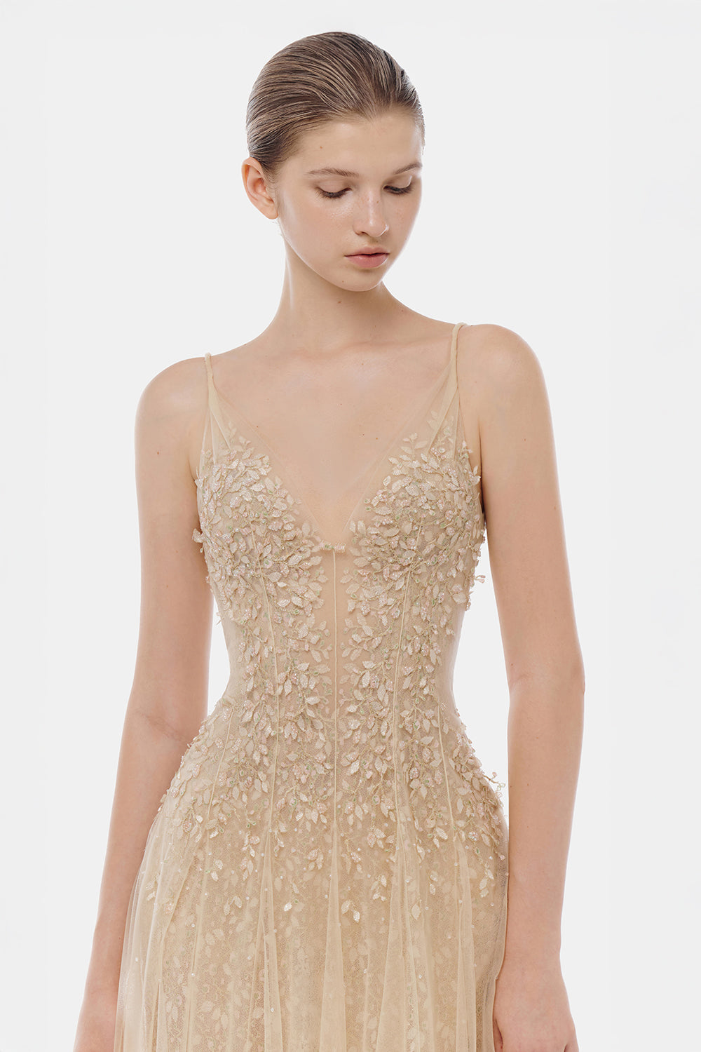 Camille V-Neck Embroidery Maxi Dress