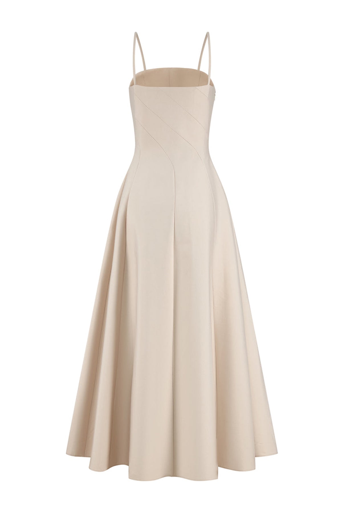 Luceris A-line Spaghetti Strap Taffeta Midi Dress