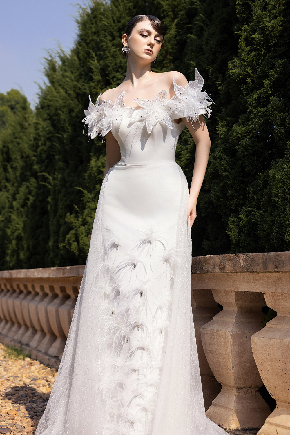 Women's Linnea Feather Maxi Dress S/M/L/XL/XXL/3XL/Customize White MEAN BLVD