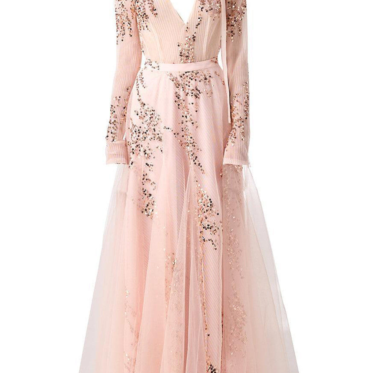 Edgar Gored Long Sleeved Organza Satin Ankle Length Set