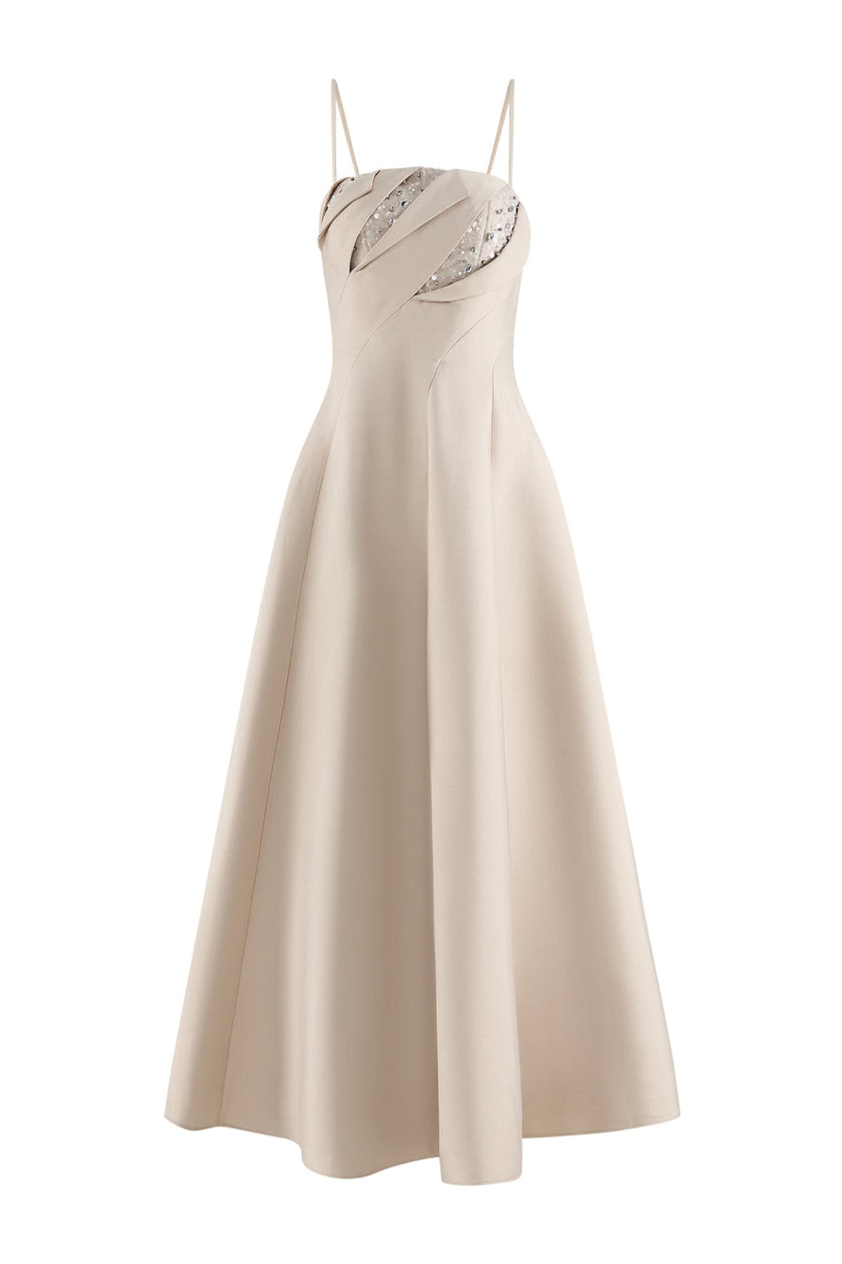 Luceris A-line Spaghetti Strap Taffeta Midi Dress