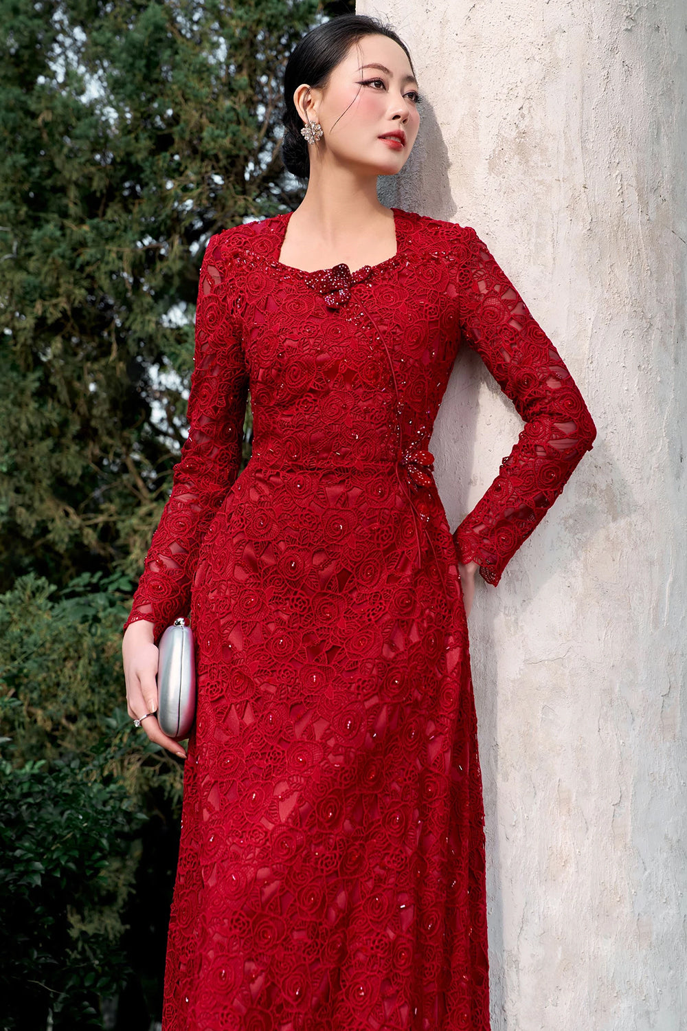 Starlit Square Neck Midi Dress