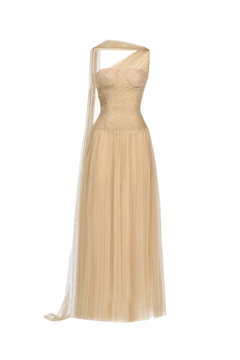 Gold Draped Maxi Dress M