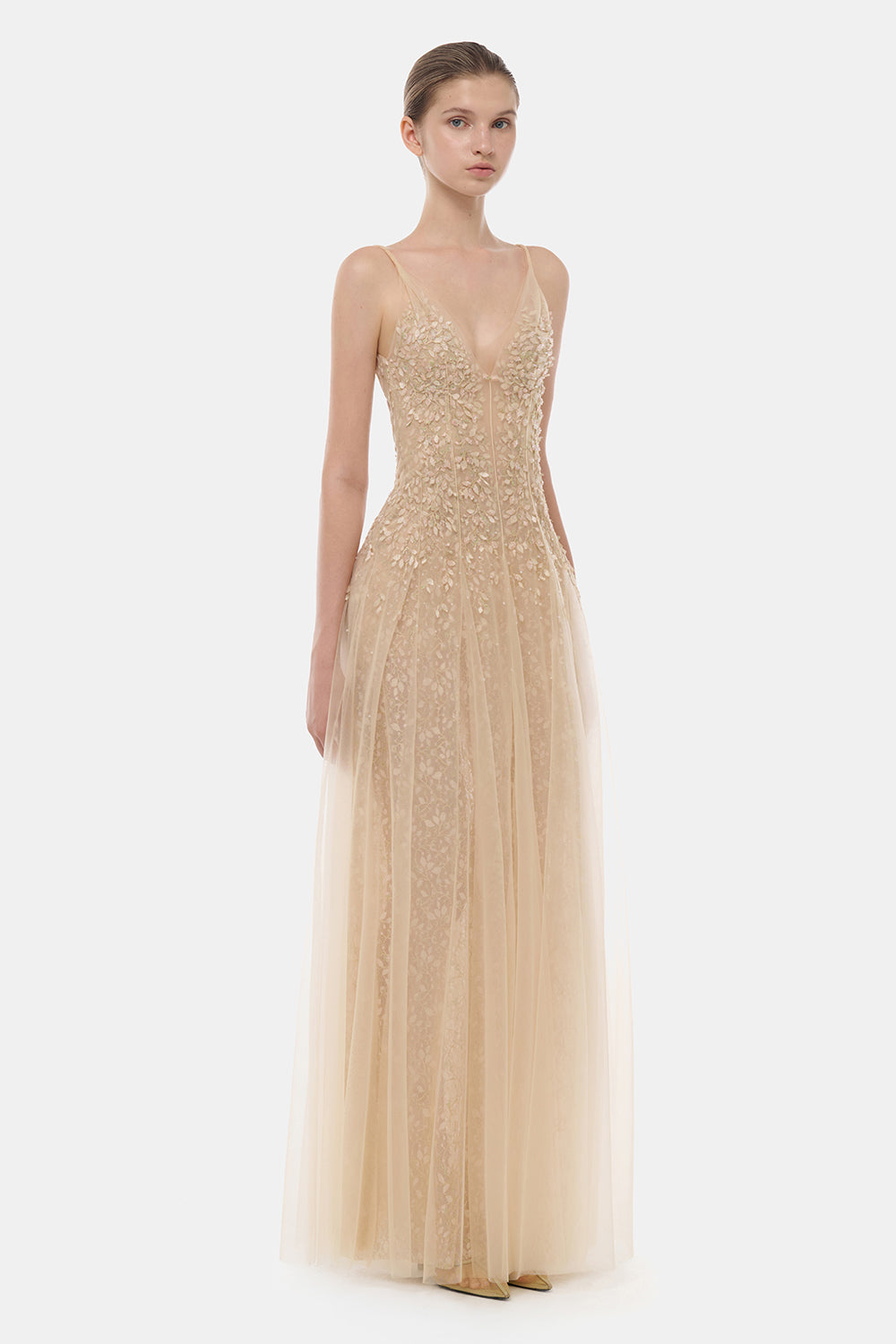 Camille V-Neck Embroidery Maxi Dress