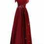 Duarte Fit and Flare Crossover Mesh Silk Floor Length Dress
