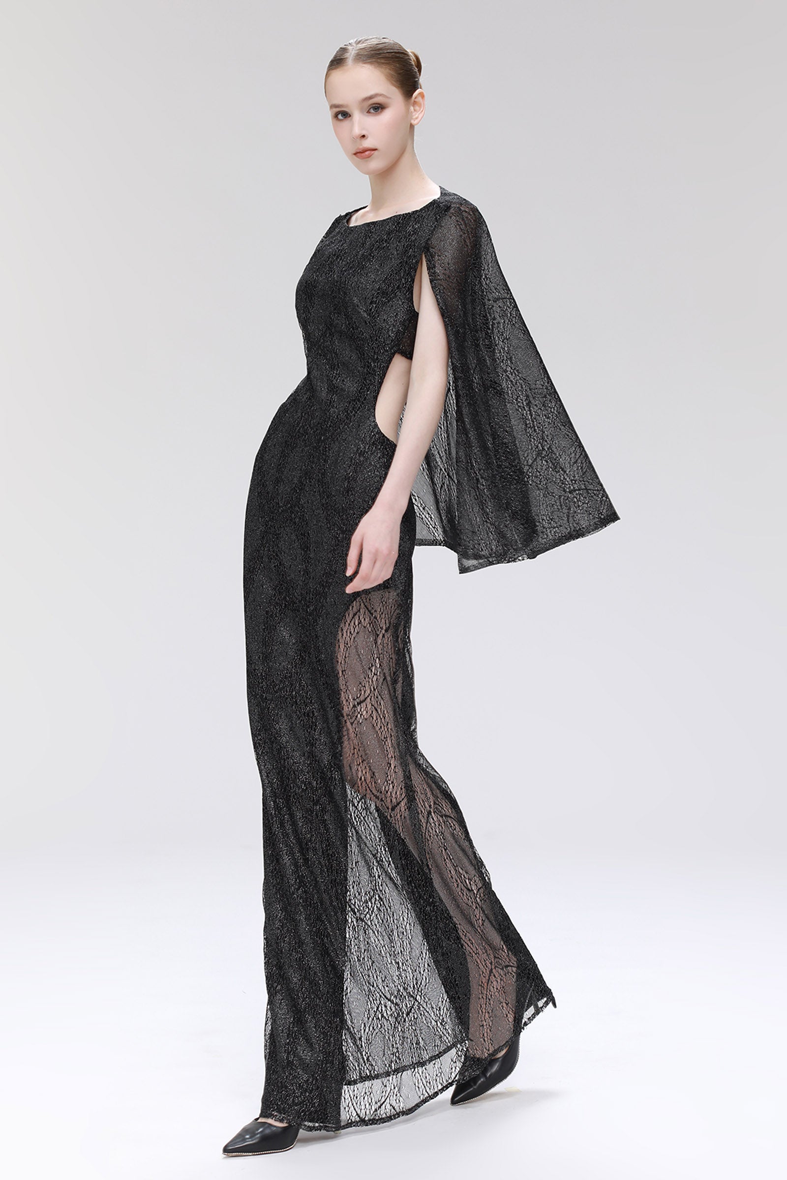 Sage Cape Sleeve Maxi Dress